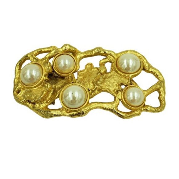 Les Bernard Modernist Simulated Pearl Brooch